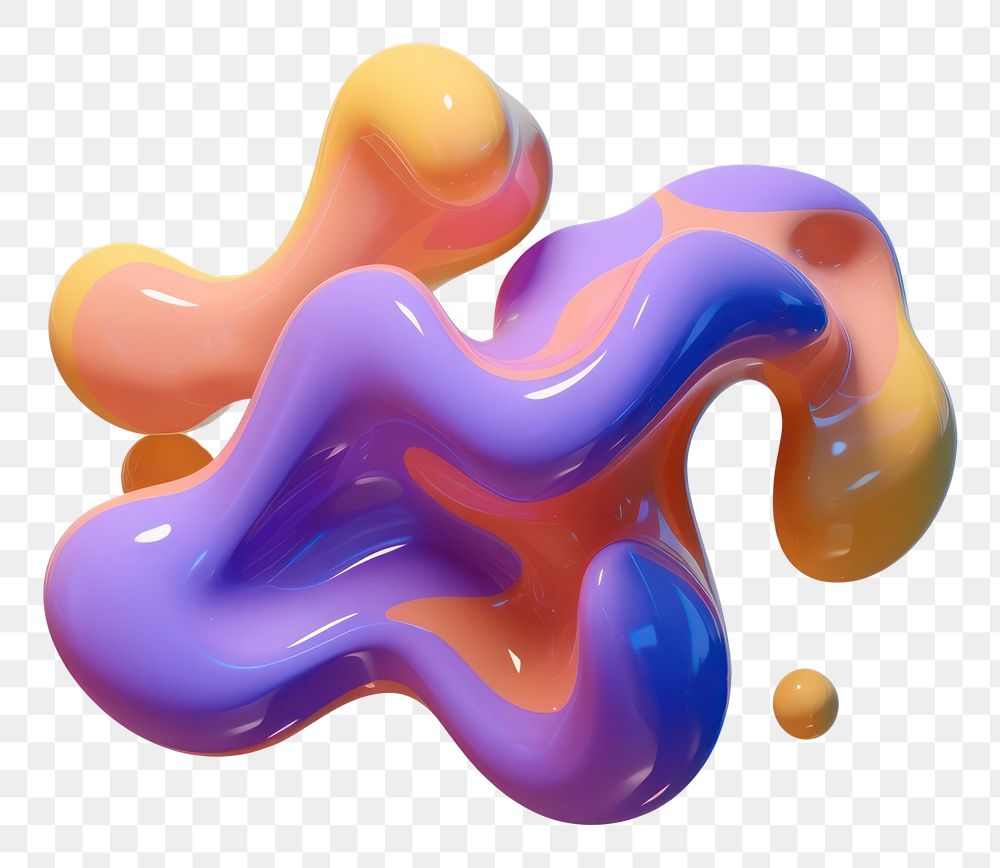 PNG 3d render of abstract fluid shape represent of basic shape confectionery balloon sweets