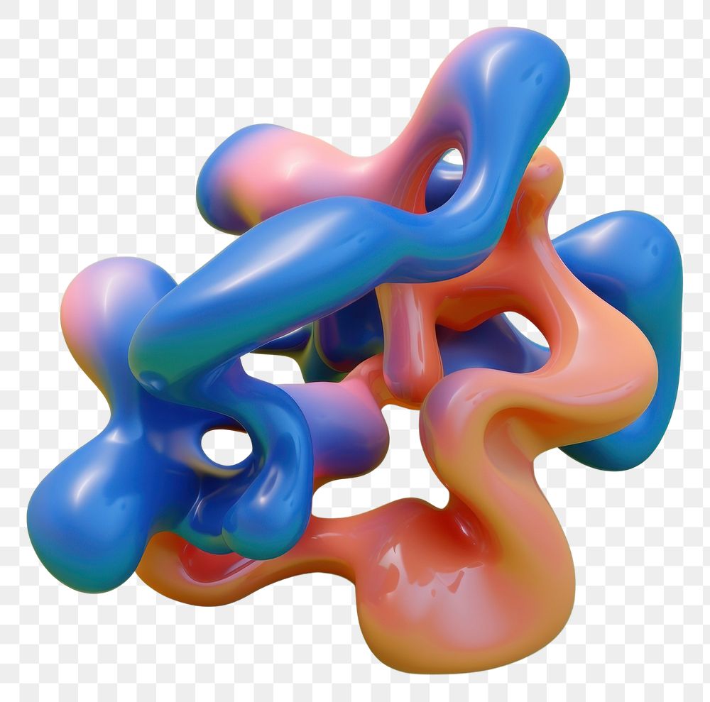 PNG 3d render of abstract fluid shape represent of basic shape dinosaur balloon reptile.