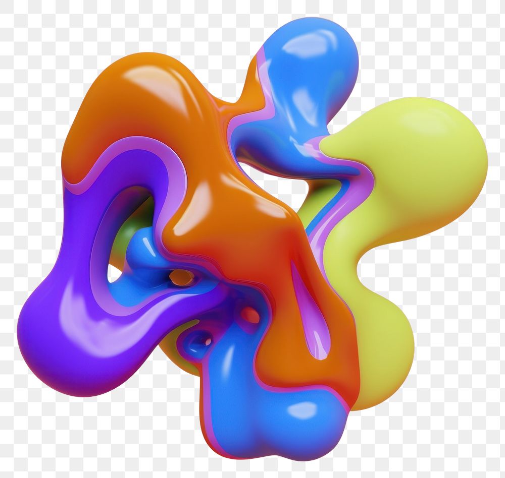PNG 3d render of abstract fluid shape represent of basic shape confectionery appliance graphics.