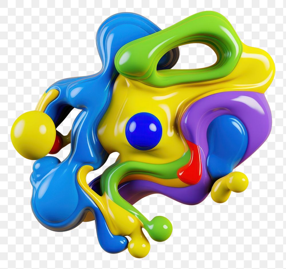 PNG 3d render of abstract fluid shape represent of basic shape graphics scissors balloon.