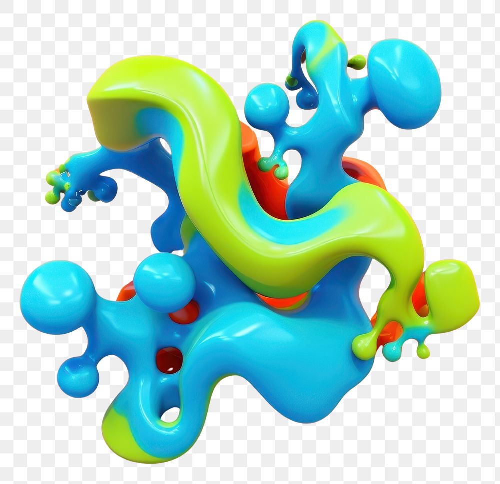 PNG 3d render of abstract fluid shape represent of basic shape graphics balloon art.