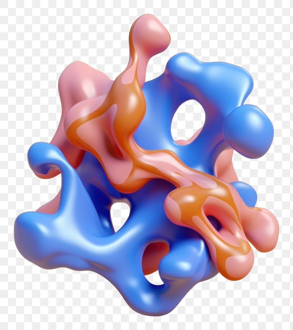 PNG 3d render of abstract fluid shape represent of basic shape figurine balloon toy.