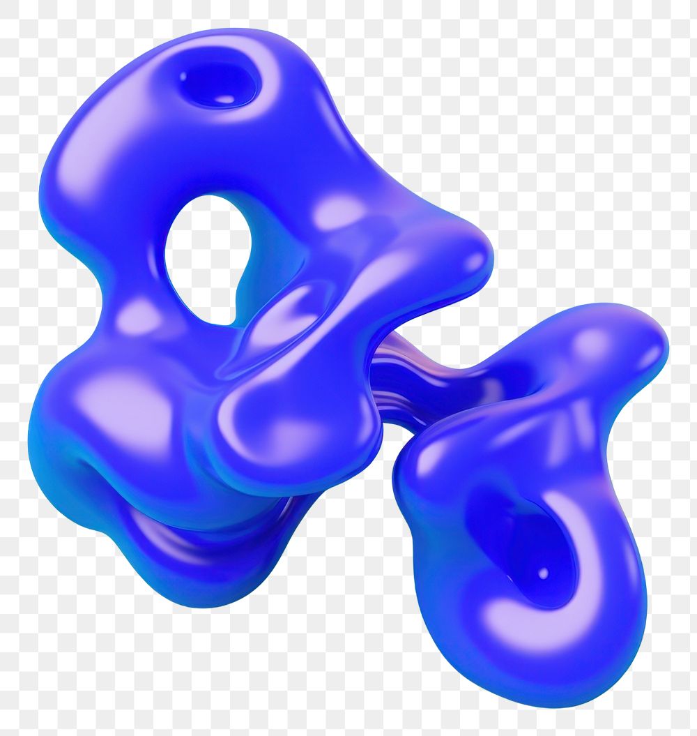 PNG 3d render of abstract fluid shape represent of basic shape balloon purple smoke pipe.