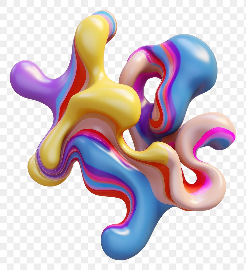 PNG 3d render of abstract fluid shape represent of basic shape confectionery graphics balloon.