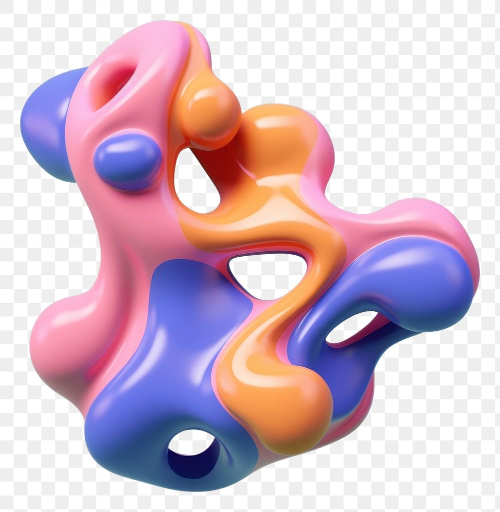PNG 3d render of abstract fluid shape represent of basic shape balloon toy art.