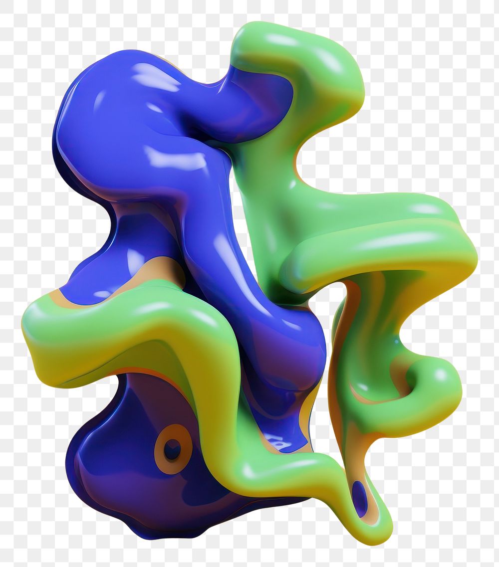 PNG 3d render of abstract fluid shape represent of basic shape balloon smoke pipe.