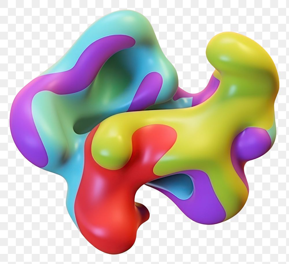 PNG 3d render of abstract fluid shape represent of basic shape confectionery balloon sweets.