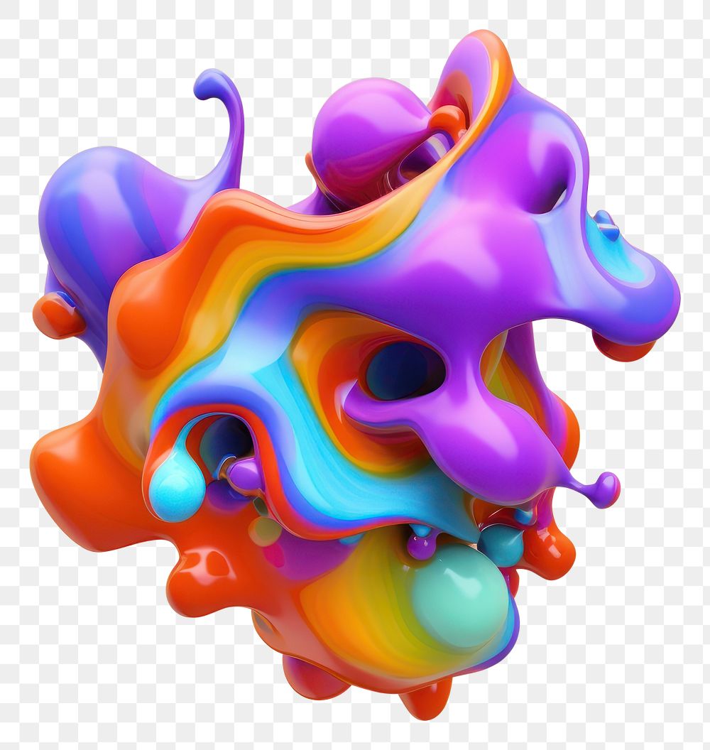 PNG 3d render of abstract fluid shape represent of basic shape accessories accessory balloon.
