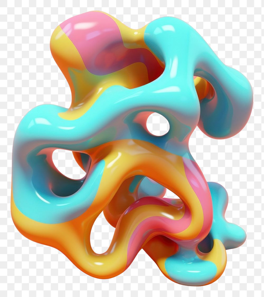 PNG 3d render of abstract fluid shape represent of basic shape balloon toy art.