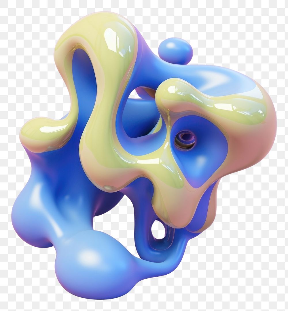 PNG 3d render of abstract fluid shape represent of basic shape balloon purple art.