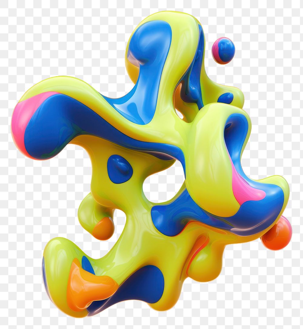 PNG 3d render of abstract fluid shape represent of basic shape graphics wildlife balloon.
