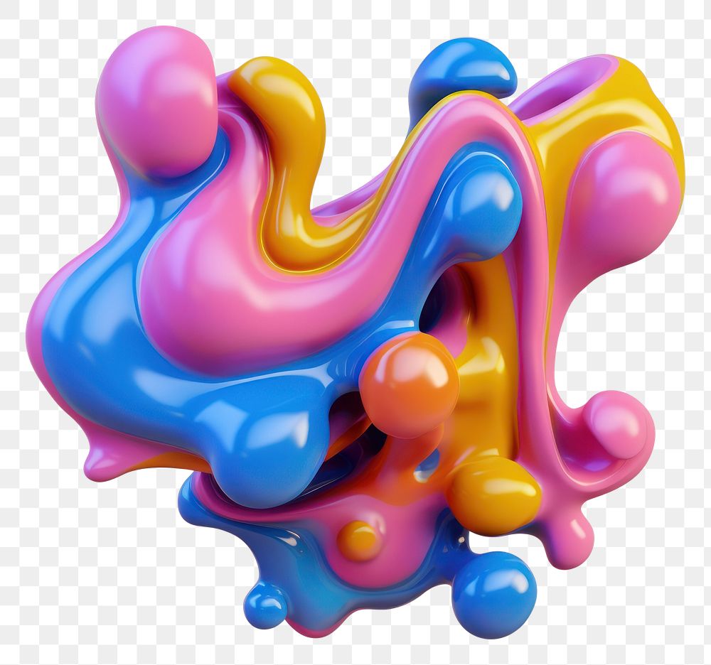 PNG 3d render of abstract fluid shape represent of basic shape balloon art smoke pipe.