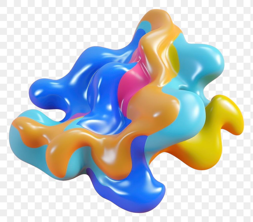 PNG 3d render of abstract fluid shape represent of basic shape balloon.
