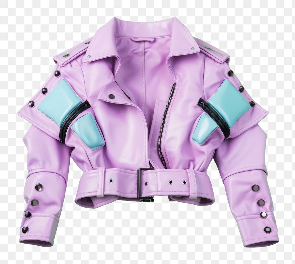 PNG  Flat lay photo of cyberpunk jacket clothing apparel coat.