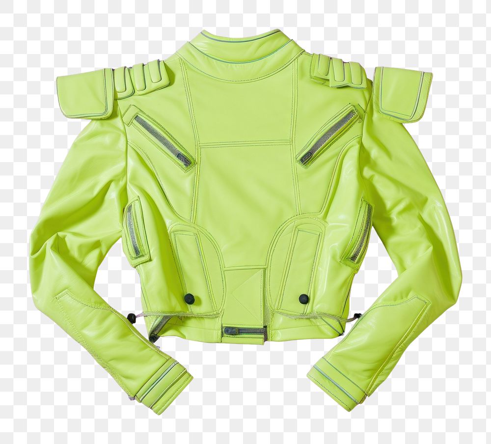 PNG  Flat lay photo of cyberpunk jacket clothing apparel coat.