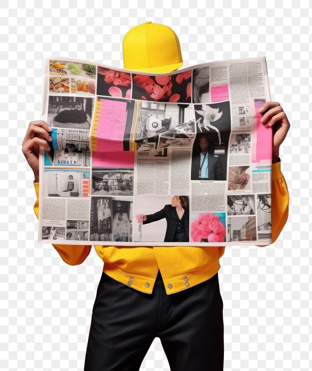 PNG Minimal pop art collage represent of street men fashion newspaper clothing document.