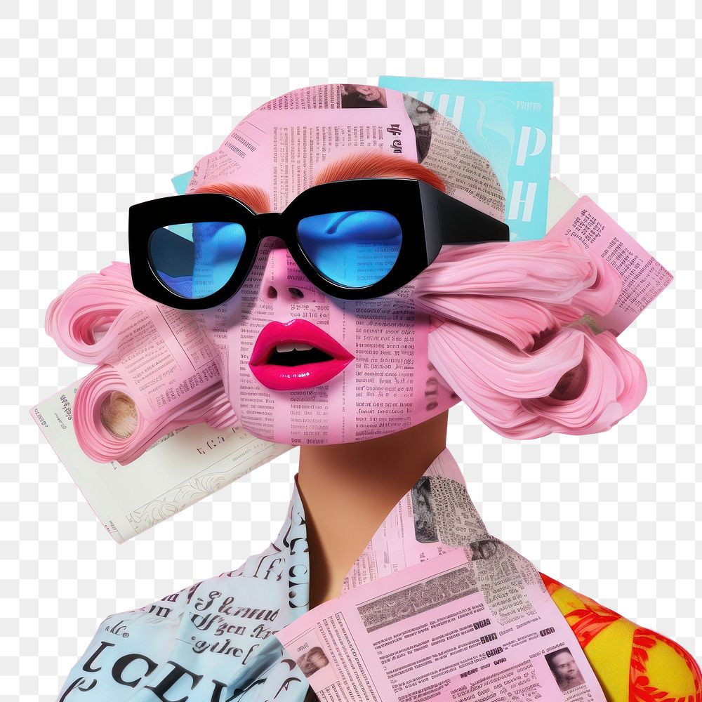 PNG Minimal pop art collage represent of y2k fashion newspaper advertisement accessories.