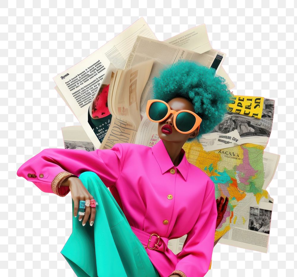 PNG Minimal pop art collage represent of y2k fashion photography publication portrait.