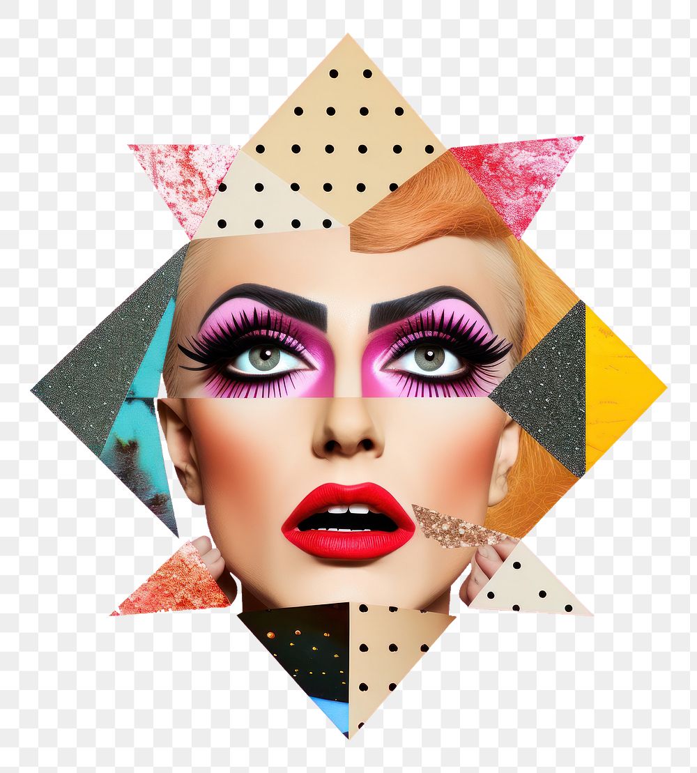 PNG  Symbolic mixed collage graphic element representing of drag queen clothing apparel female.
