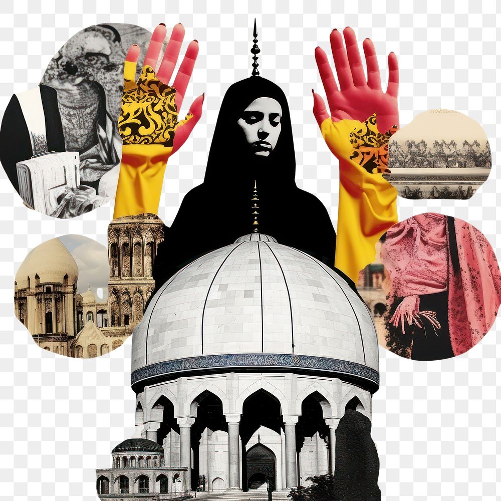 PNG Pop muslim traditional art collage represent of muslim culture advertisement architecture clothing.