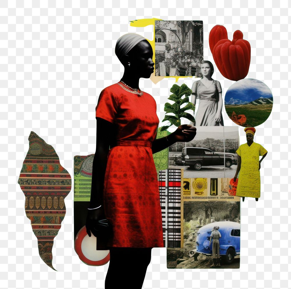 PNG Pop Africa traditional art collage represent of Africa culture transportation advertisement automobile.