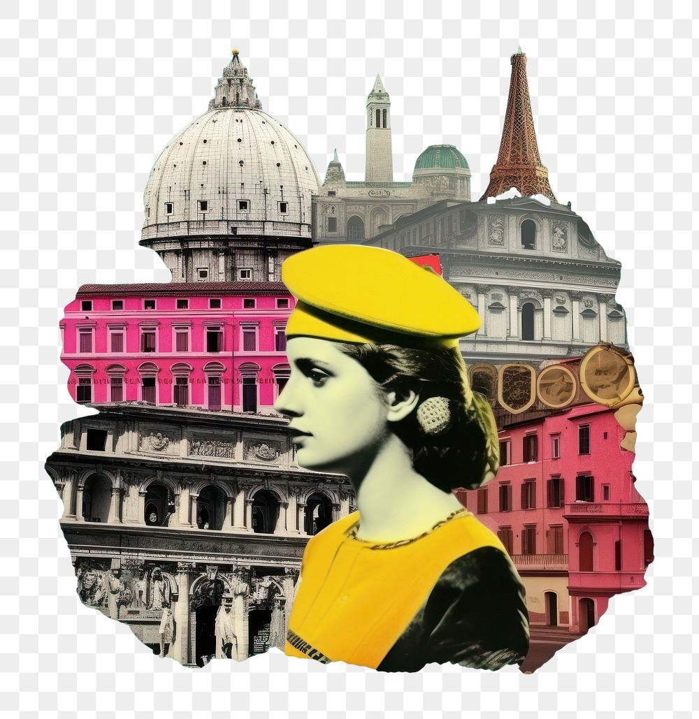 PNG Pop italy traditional art collage represent of italy culture photography metropolis portrait.