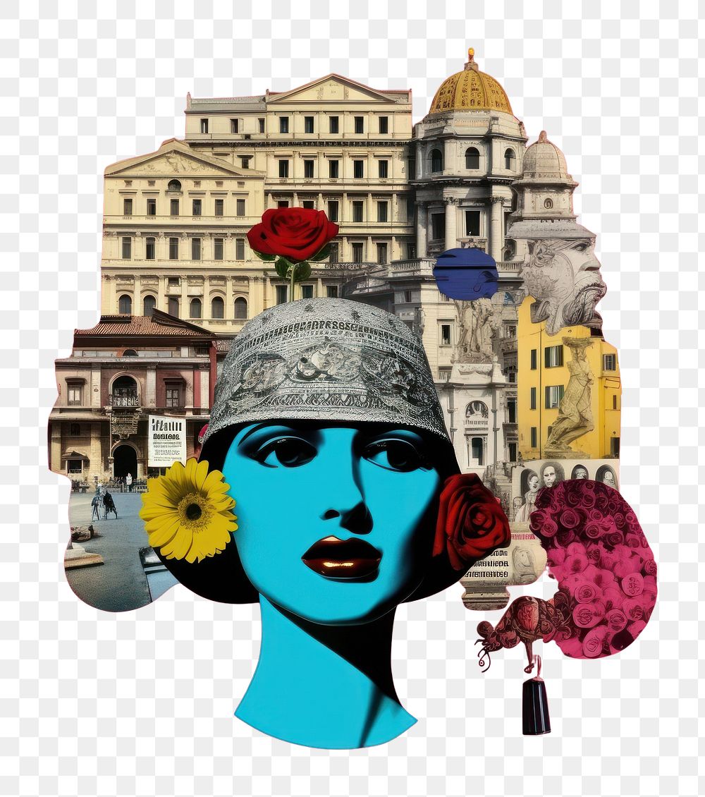 PNG Pop italy traditional art collage represent of italy culture photography illustrated painting.