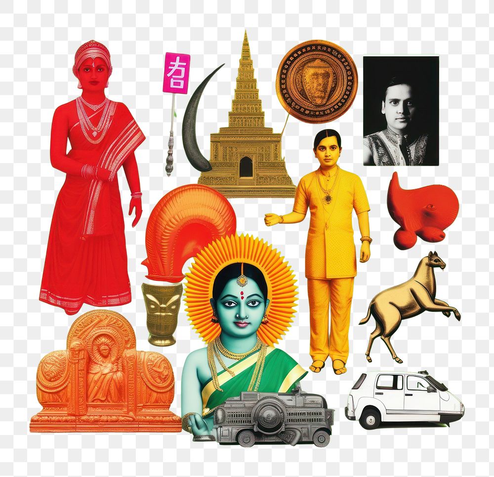 PNG Pop india traditional art collage represent of india culture advertisement worship female.