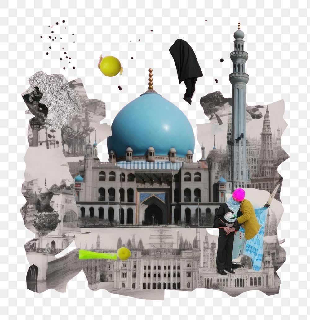 PNG Pop islam art collage represent of islam culture architecture building clothing.