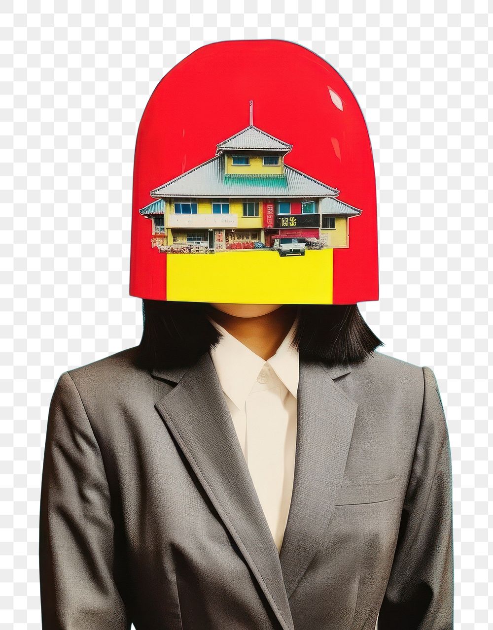 PNG Pop japan traditional art collage represent of japan culture clothing apparel hardhat.