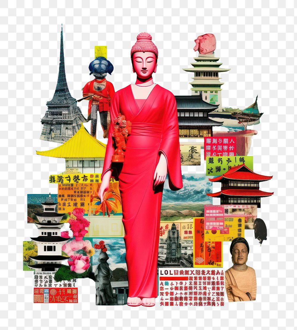 PNG Pop japan traditional art collage represent of japan culture advertisement brochure female