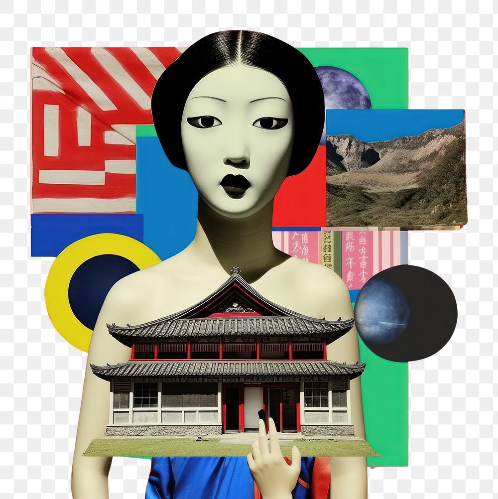 PNG Pop korea traditional art collage represent of korea culture advertisement photography brochure.