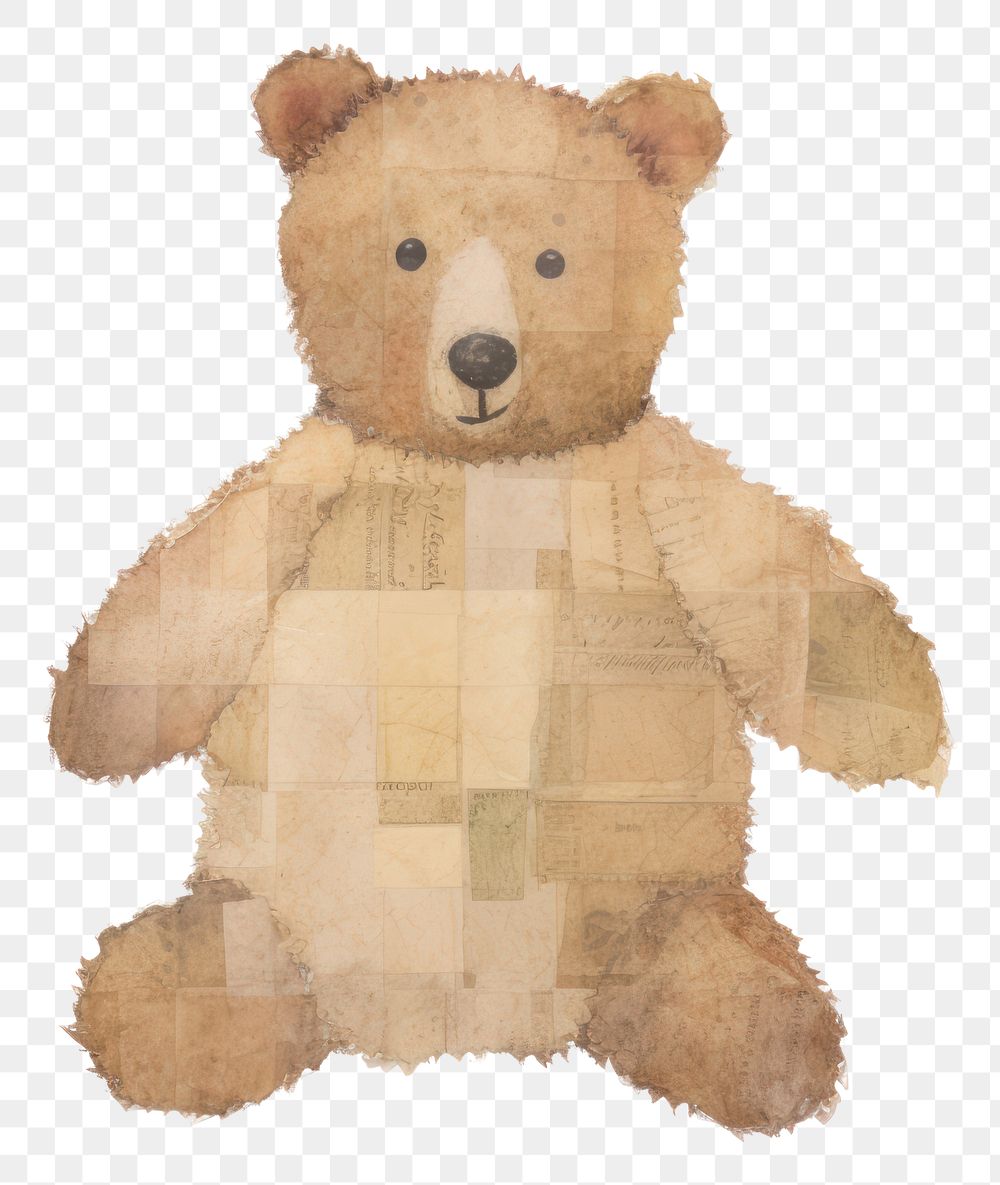 PNG Bear shape paper toy teddy bear.