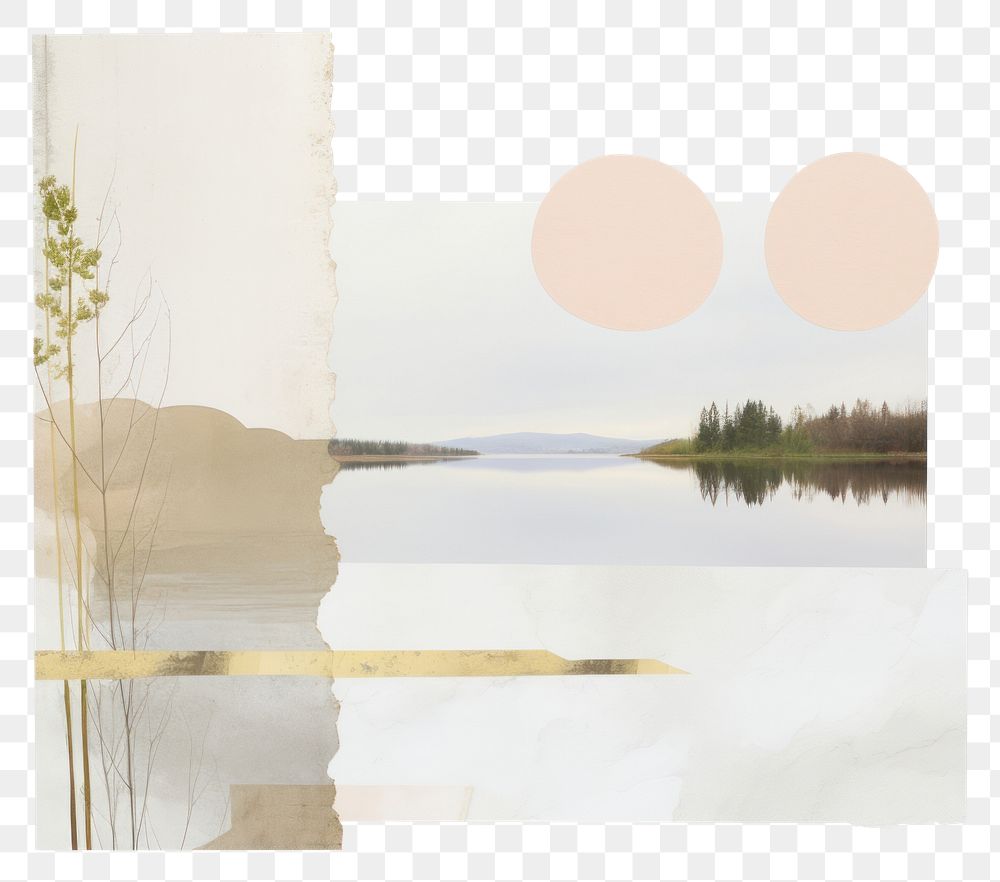 PNG Abstract lake collage painting outdoors
