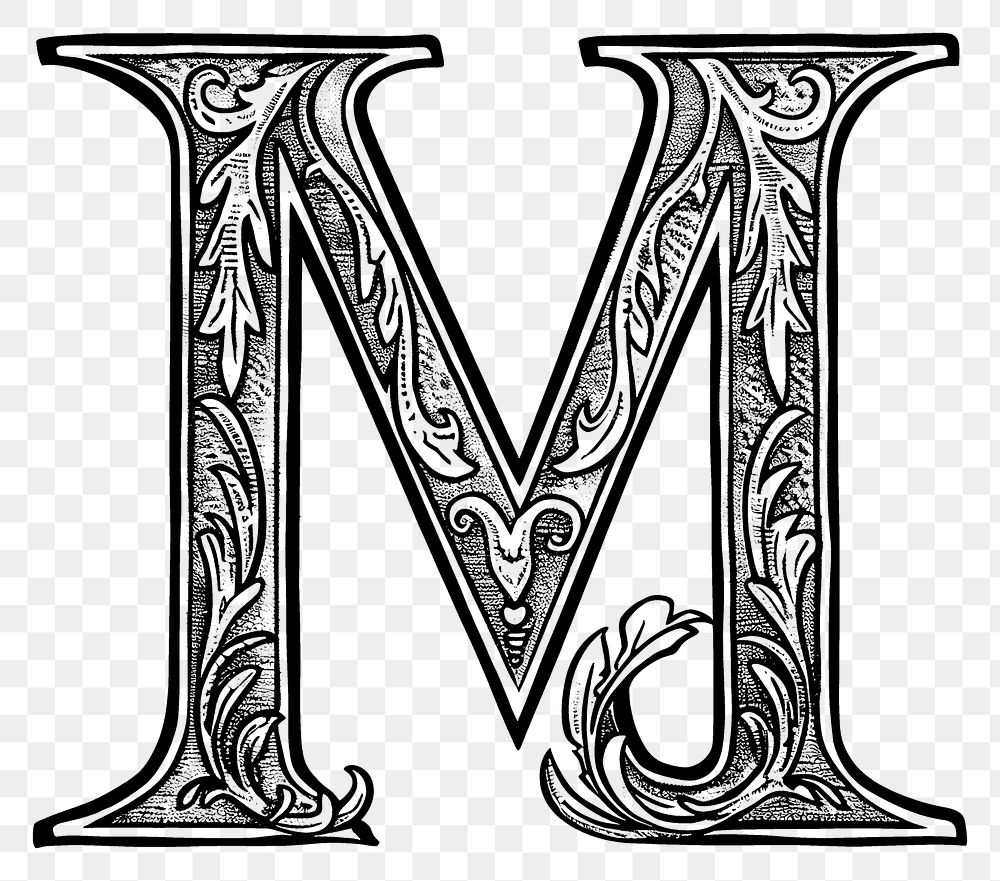 PNG M letter alphabet art weaponry symbol.