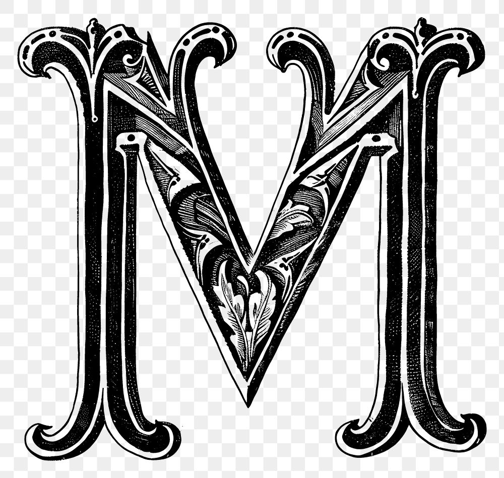 PNG M letter alphabet symbol emblem logo.