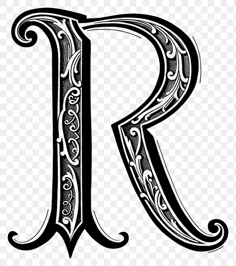 PNG R letter alphabet art calligraphy handwriting.