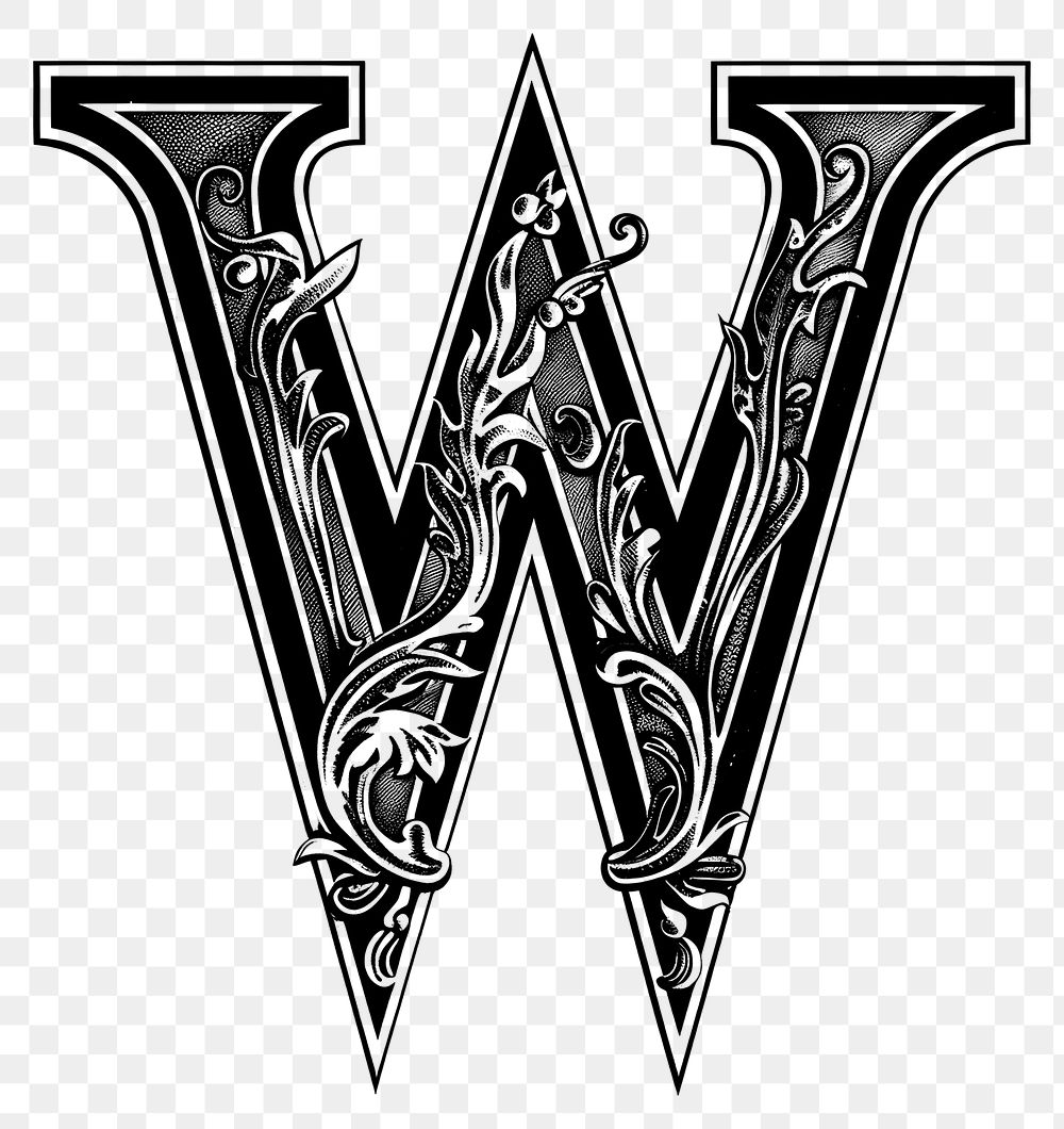PNG W letter alphabet weaponry symbol logo.