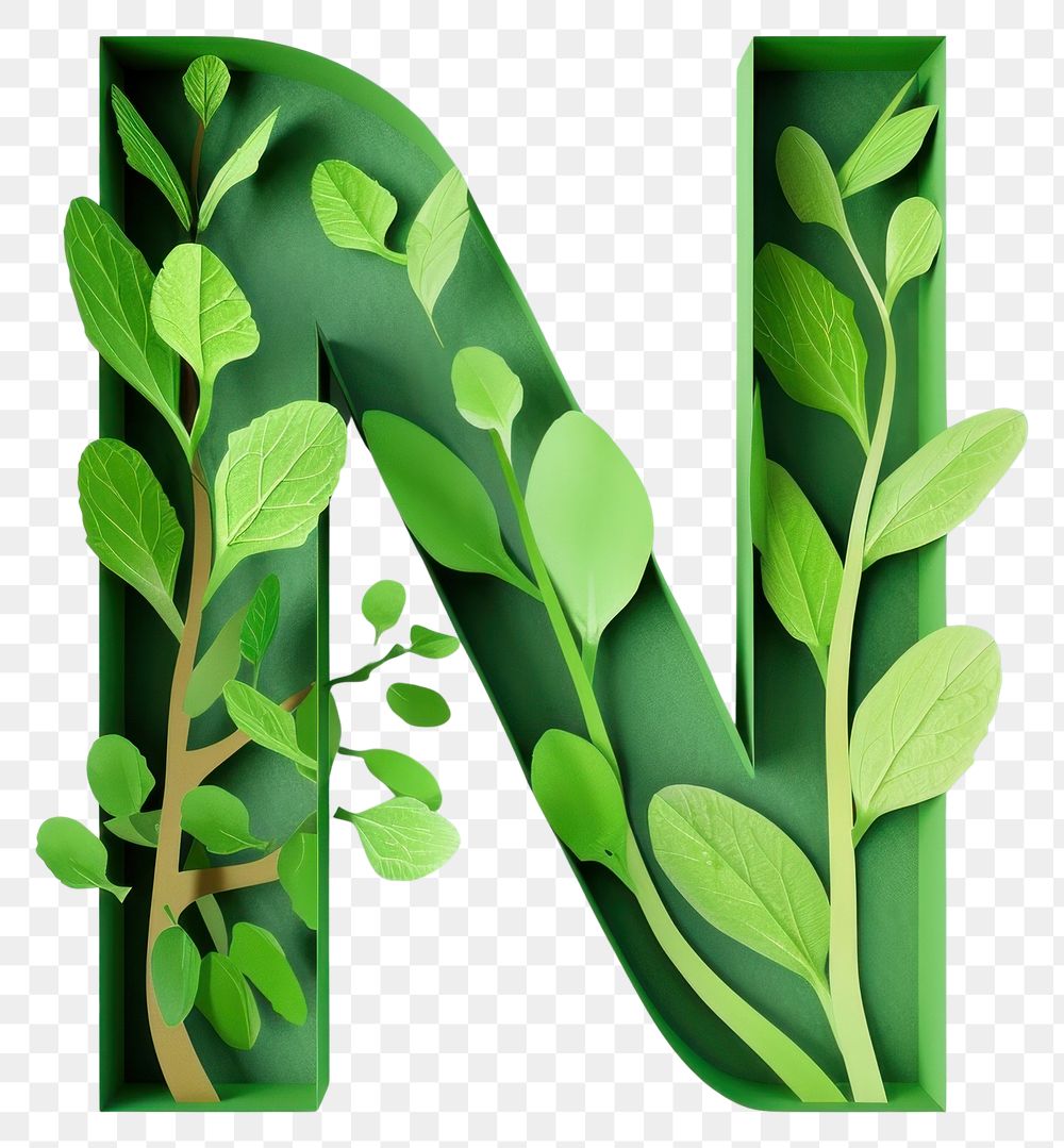 PNG Letter N plant number green.