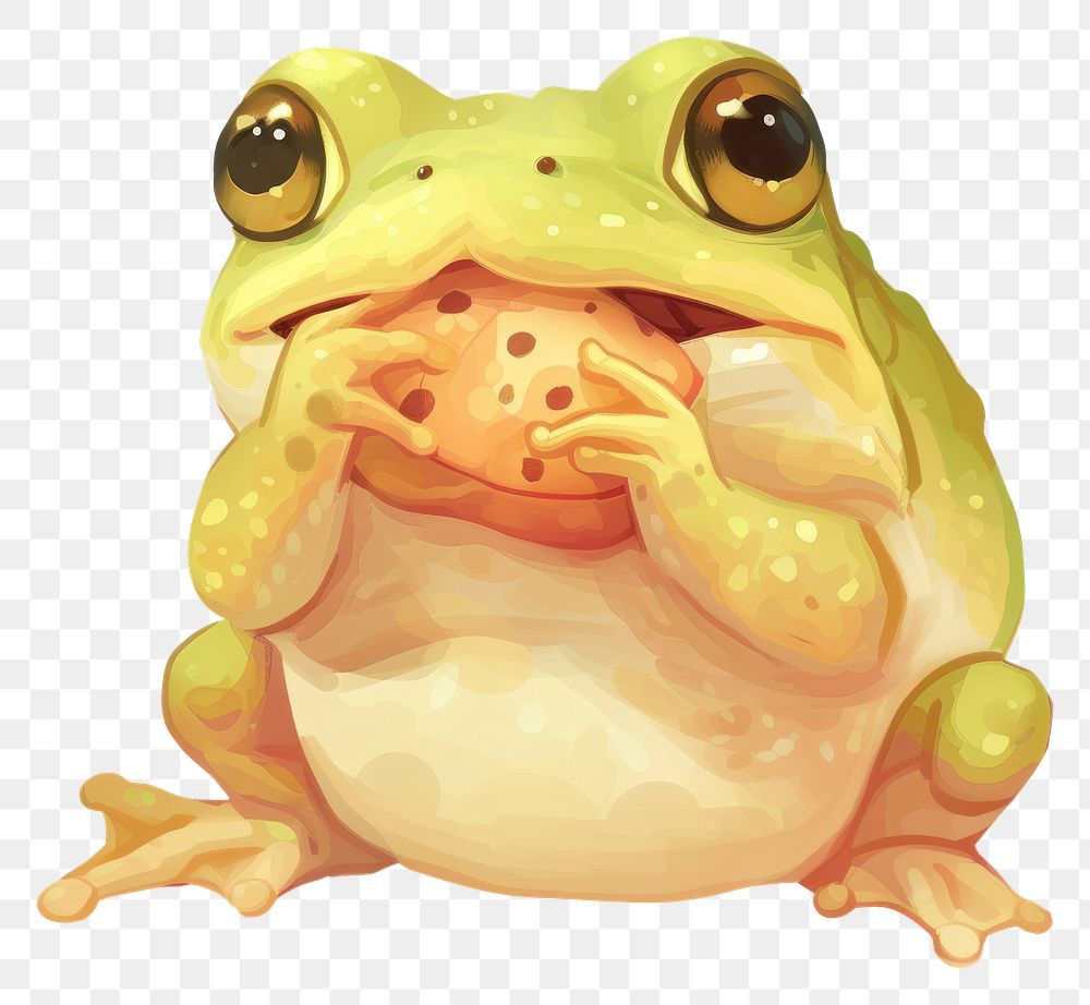 PNG Cute cartoon frog character amphibian wildlife animal.