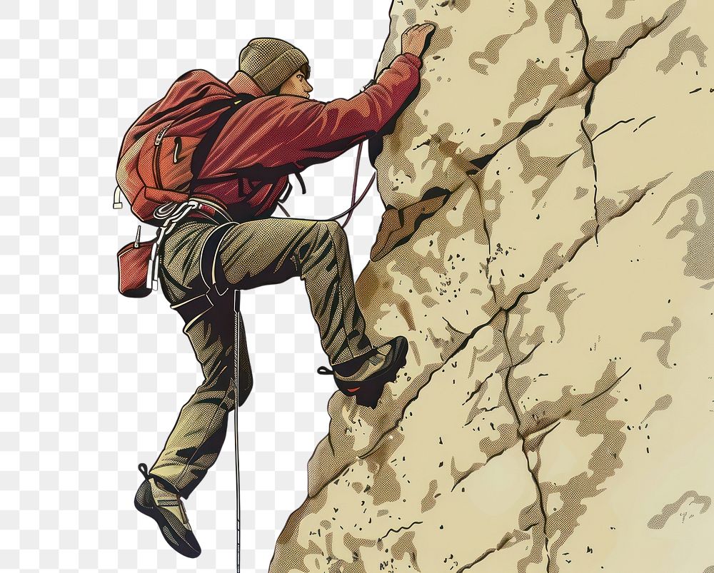 PNG  Climbing on a limestone wall accessories recreation adventure