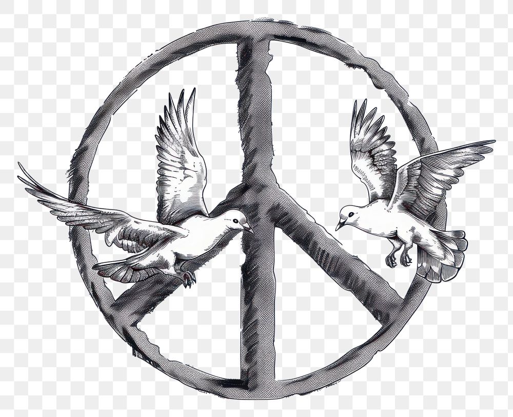 PNG Doves inside Peace Sign Shape symbol emblem animal.