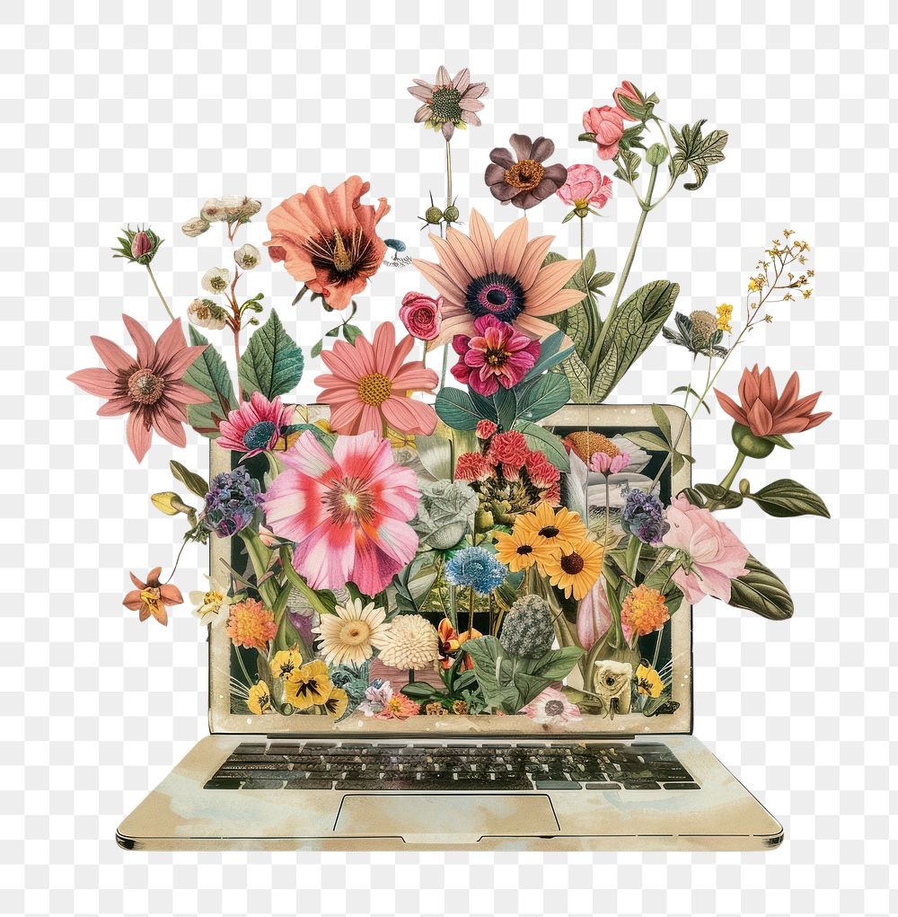 PNG Flower Collage laptop pattern flower electronics.