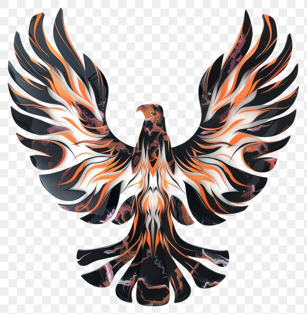 PNG  Acrylic pouring eagle vulture emblem symbol.
