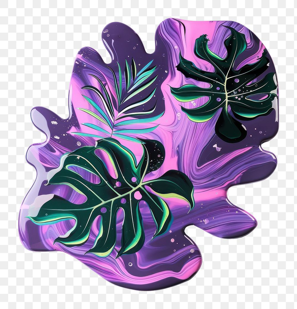 PNG Acrylic pouring tropical plants purple leaf food.
