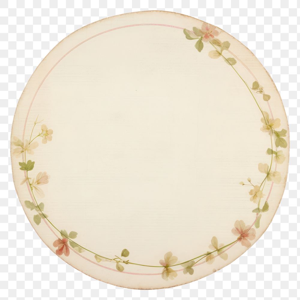 PNG Floral porcelain plate white background.