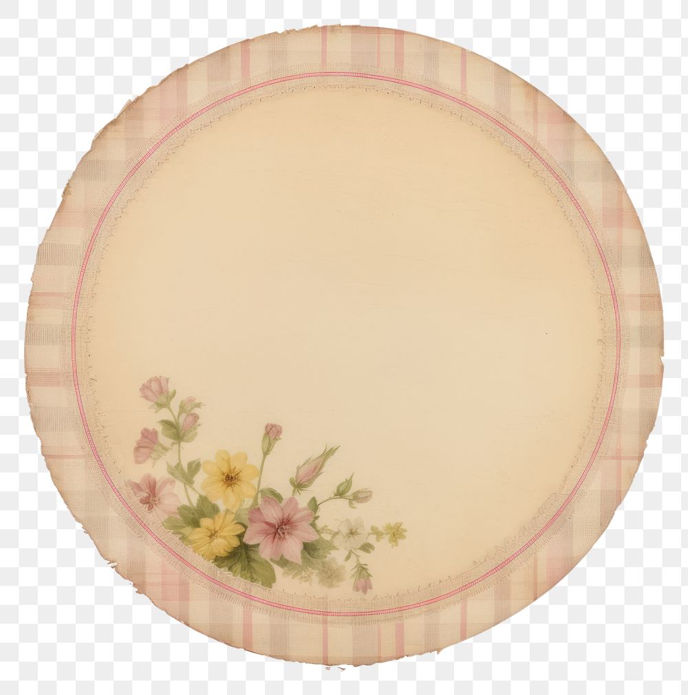 PNG Vintage flowers plate white background tablecloth.