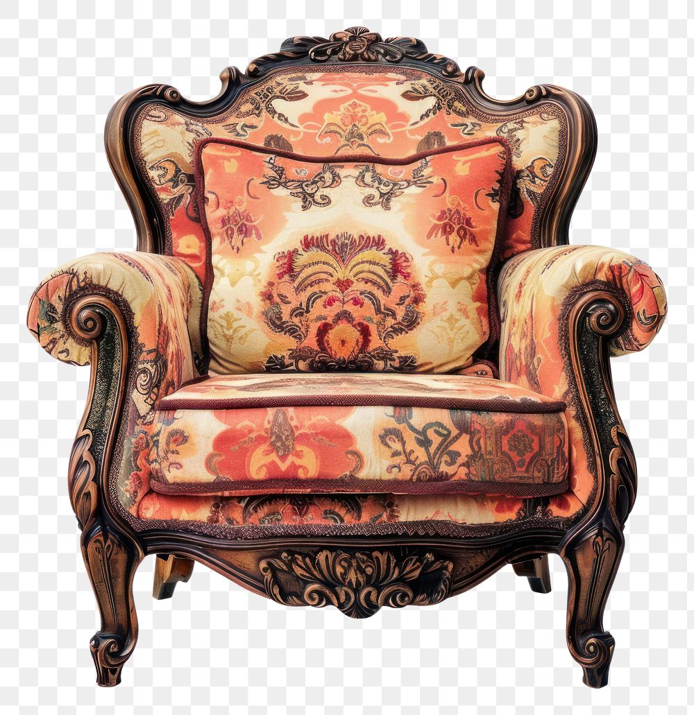 PNG Ottoman painting of chair furniture armchair white background.