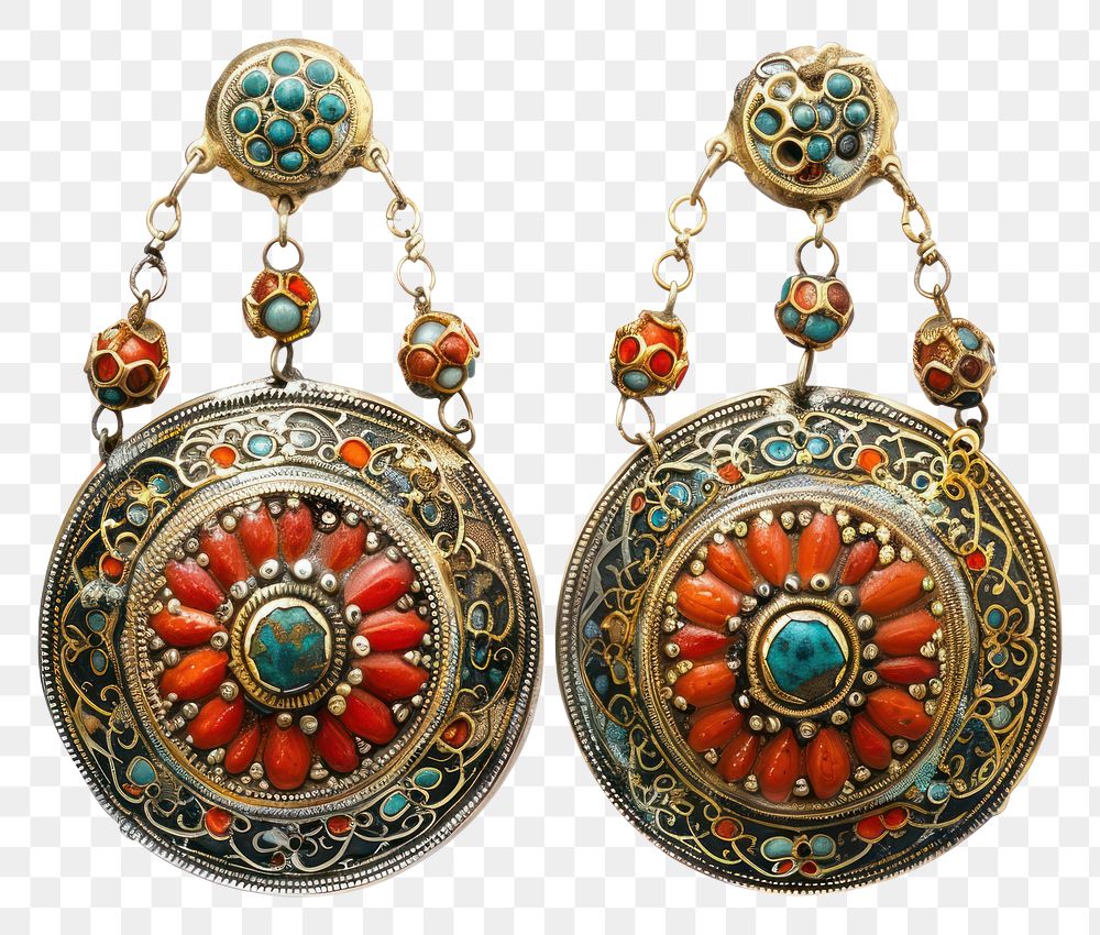 PNG Ottoman painting of earring jewelry pendant locket.