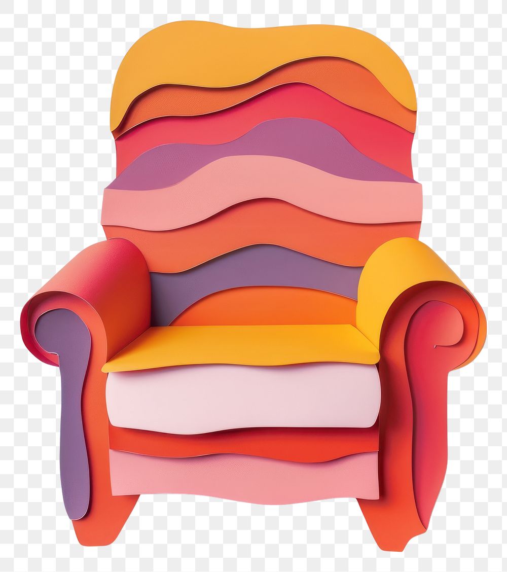 PNG Armchair furniture art white background.